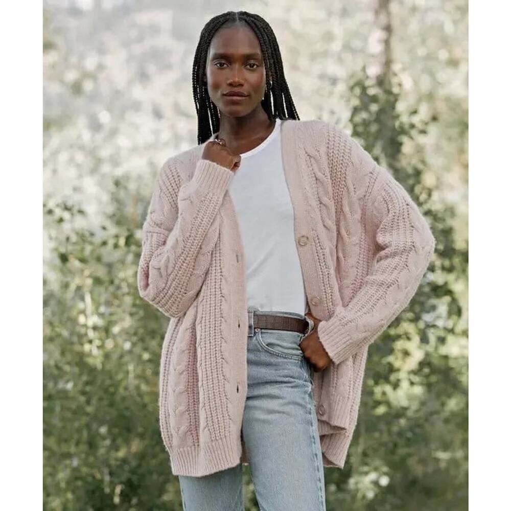 Jenni Kayne Cable Cocoon Cardigan blush Small - Picture 2 of 7
